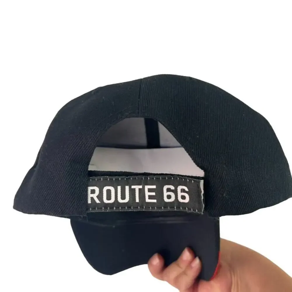Banona Expressions Route US 66 Mens  ball Cap Black Red Flames Preowned